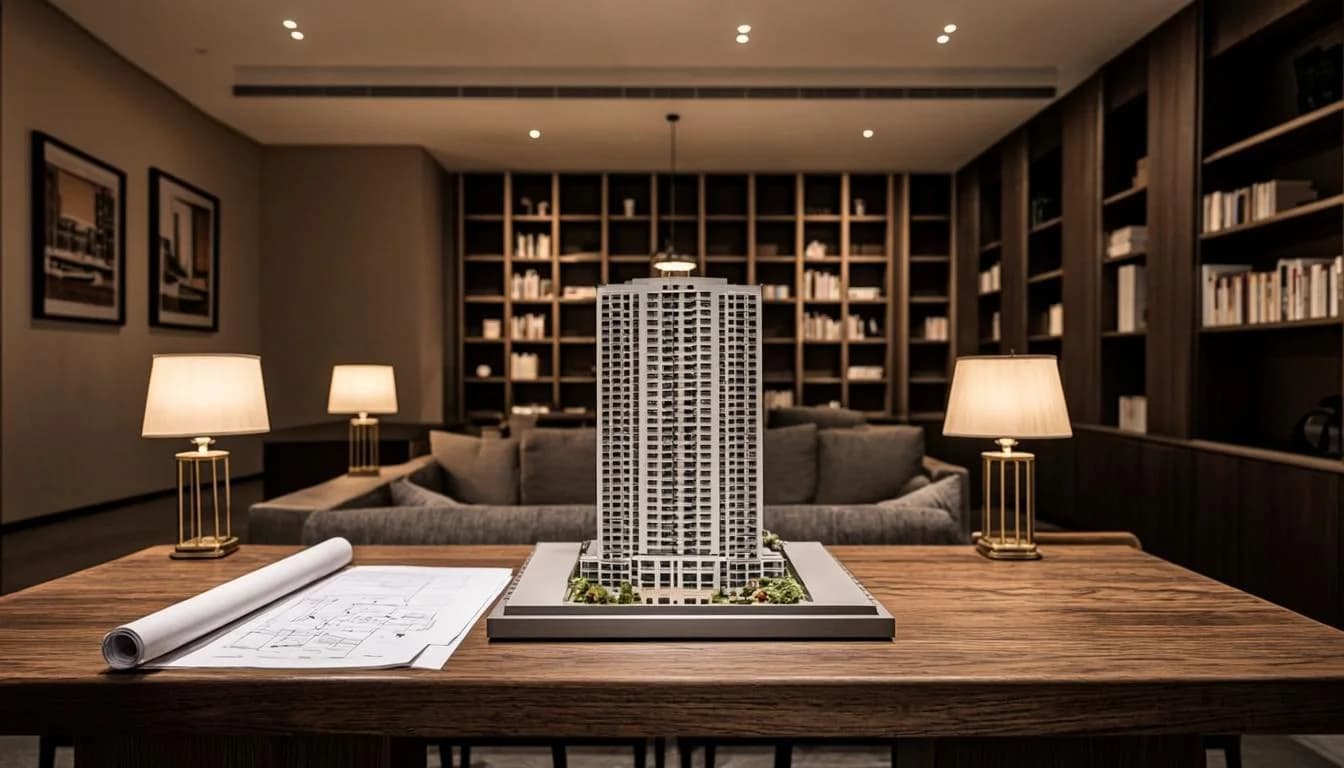 The Altiora advisory studio — property plans and materials under considered review